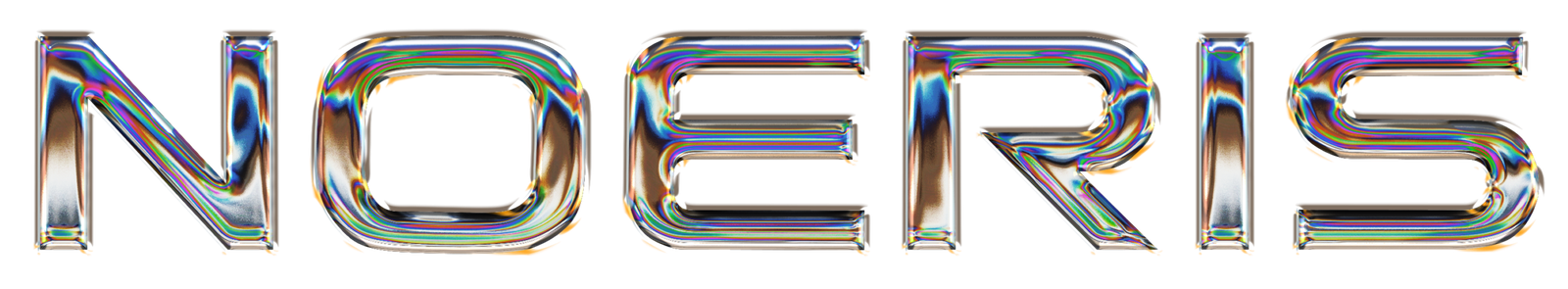 Noeris Studio logo in iridescent chrome